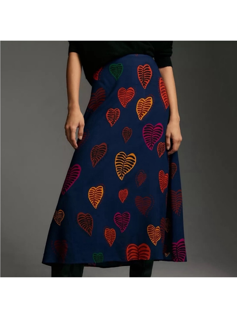 NWT Farm Rio x By Anthropologie Satin Slip Midi Skirt - Multi